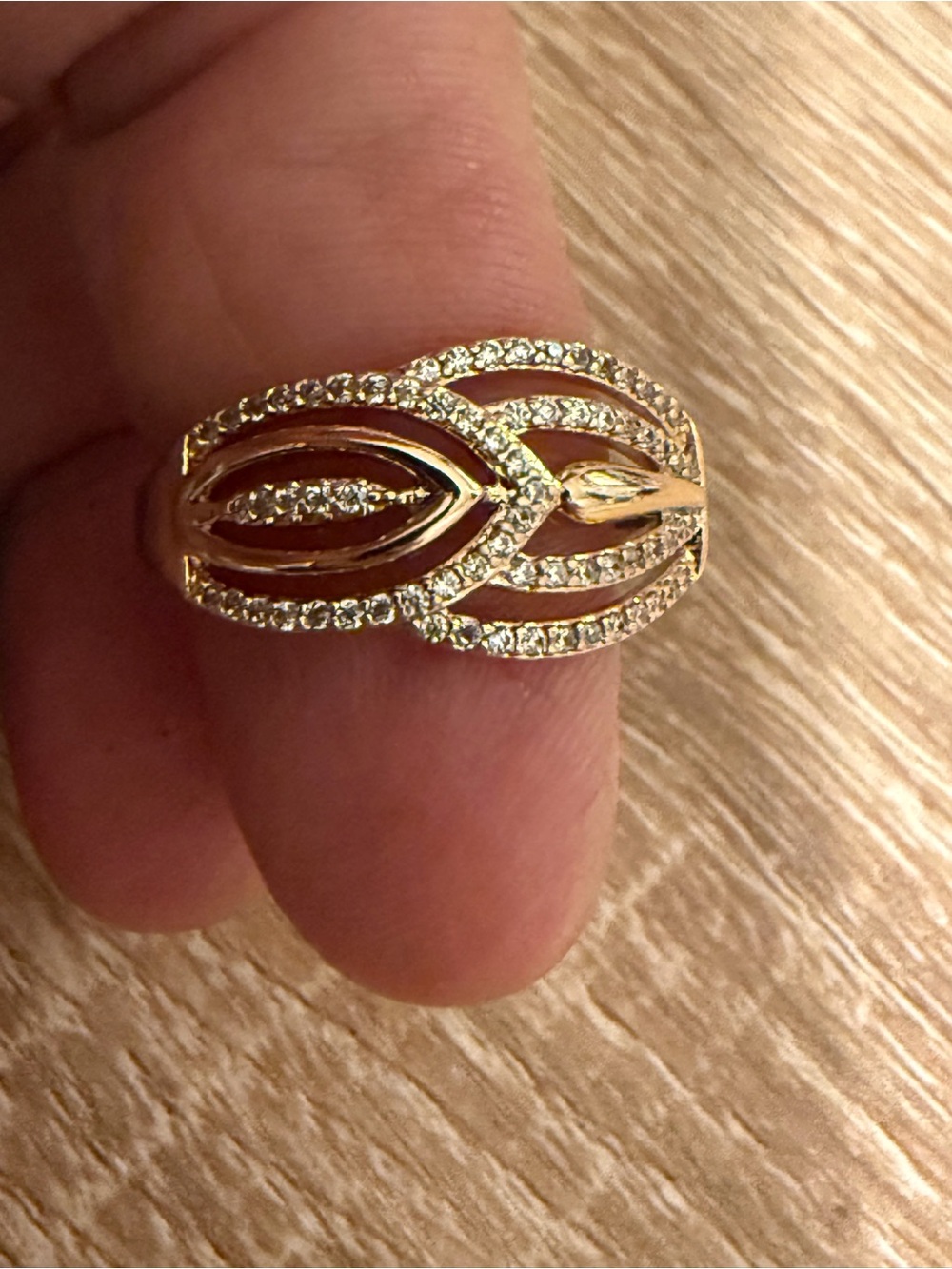 Gold-Tone Pave Leaf Statement Ring - Women's Jewelry